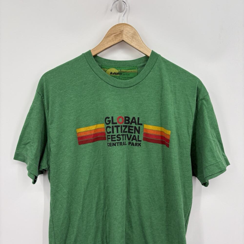 Aviator Nation T-Shirt Men's Large Global Citizen Green Short Sleeve Rainbow - Picture 2 of 5
